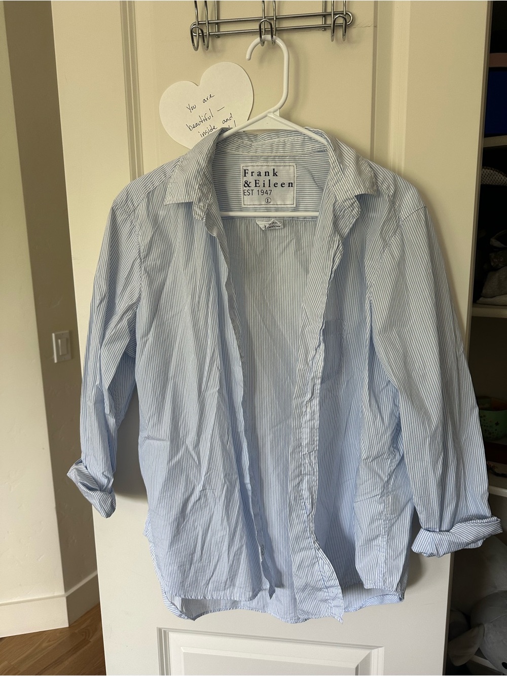 Frank & Eileen Light Blue and White Striped Button-Up Shirt - Picture 2 of 5